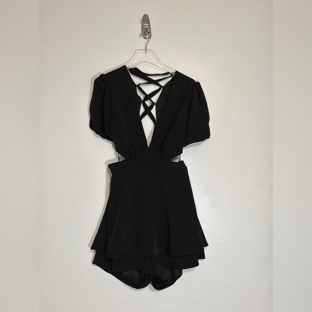 Altar'd State Cleo Black Lace-Up Back Mini Dress - Picture 2 of 7